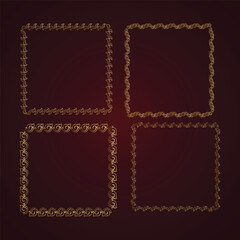 Luxury Decorative vintage frames and borders set, Gold photo frame with corner gold line floral for picture, Vector design decoration pattern style. border design is pattern Thai art style
