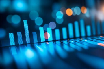 Photo blue growth graph business chart data diagram on success financial presentation background	