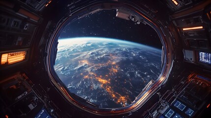 View earth from space station window at night picture