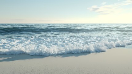 Serene ocean waves gently lapping against the sandy shore.