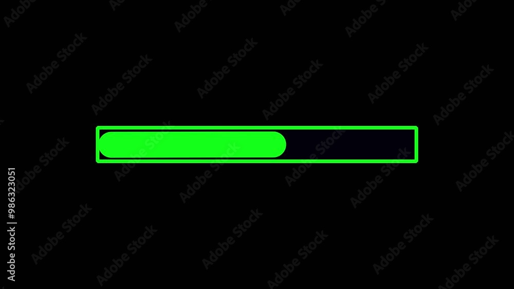 Poster loading bar fills up slowly, indicating screen task, digital loading bar signals ongoing process, ne