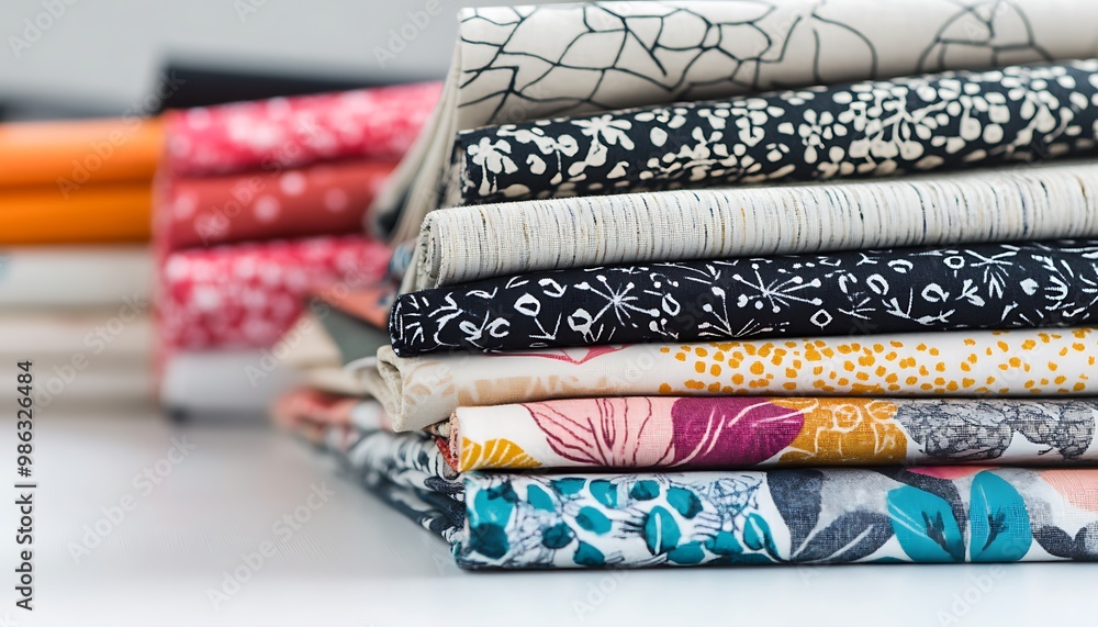 Poster stack of colorful fabric with diverse patterns