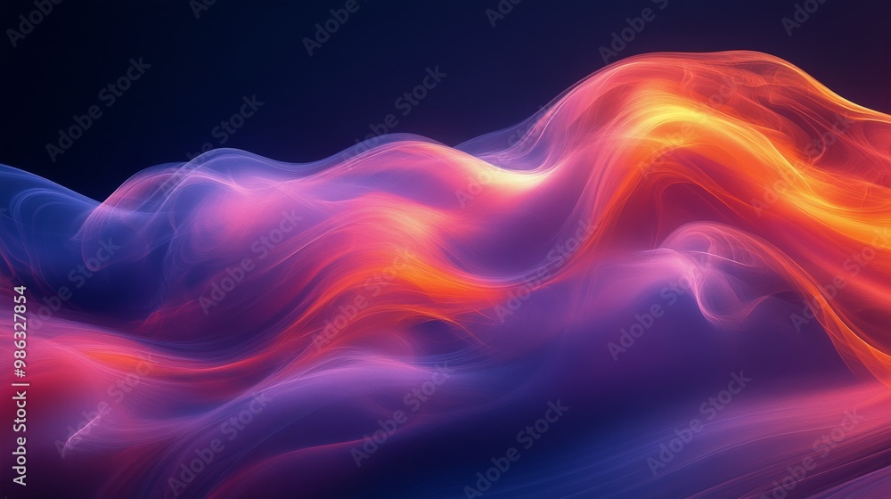 Poster vibrant abstract waves of color flowing together in a dynamic display of light and motion