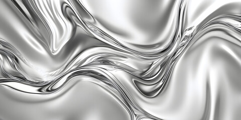 Silver metallic liquid texture. abstract background in the form of liquid shiny metal. glossy chrome texture. 3D rendering