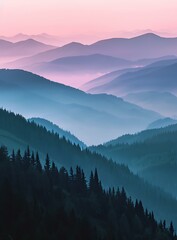 Obraz premium Misty Mountain Range at Sunrise