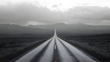 Endless Desert Highway Leading to the Distant Horizon