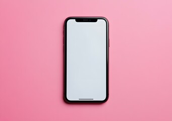 Blank White Screen Smartphone Mockup on Pink Background