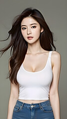 Beautiful body of Asian woman, close up portrait.