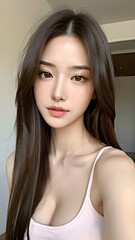 Beautiful body of Asian woman, close up portrait.