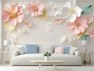 sofa living room background floral white wall sofa