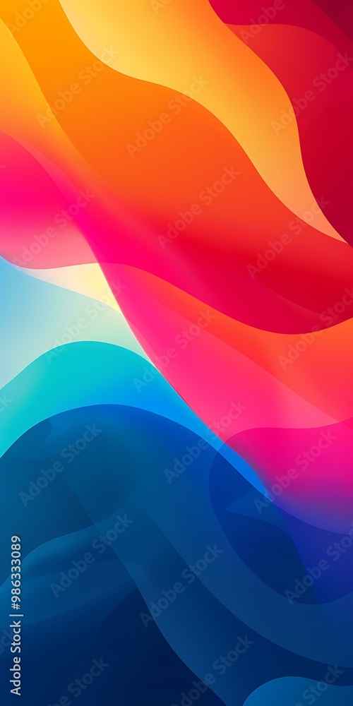 Poster Abstract Background with Curved Lines and Vibrant Colors