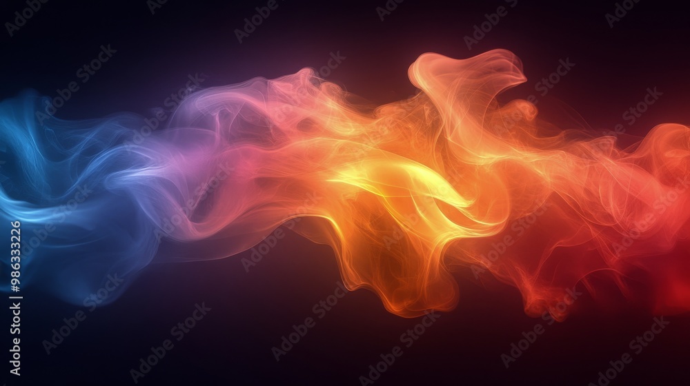 Poster vibrant abstract waves of color flowing together in a dynamic display of light and motion
