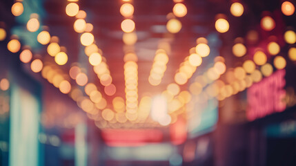Cinema theatre entrance with glowing lights that create a welcoming ambiance, perfect for moviegoers , film movie  premieres