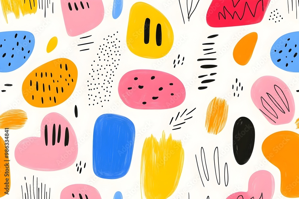 Poster vibrant abstract with repeatable modern shapes and bright multicolor patterns for graphic design and