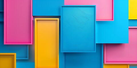 Fototapeta premium Abstract Geometric Shapes Background With Blue Yellow And Pink Colors