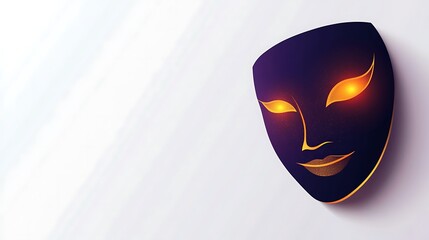 Black Mask with Glowing Golden Eyes