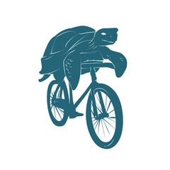 Naklejka premium Silhouette of Turtle Riding a Bicycle Vector Illustration