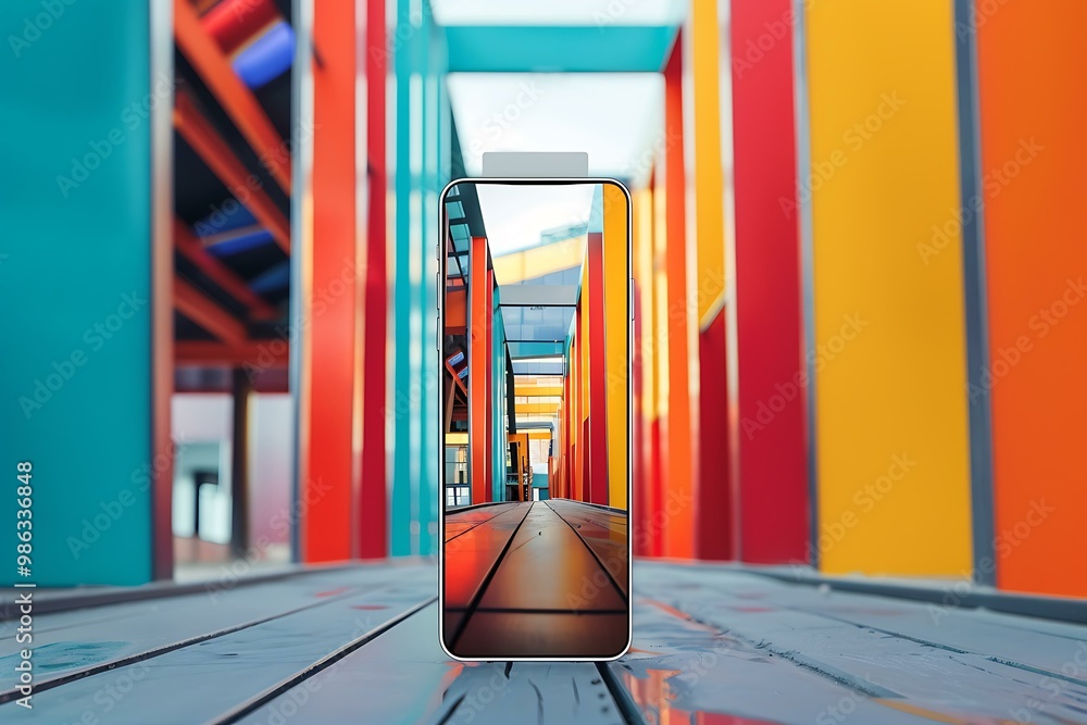 Poster Smartphone Displaying Colorful Architecture
