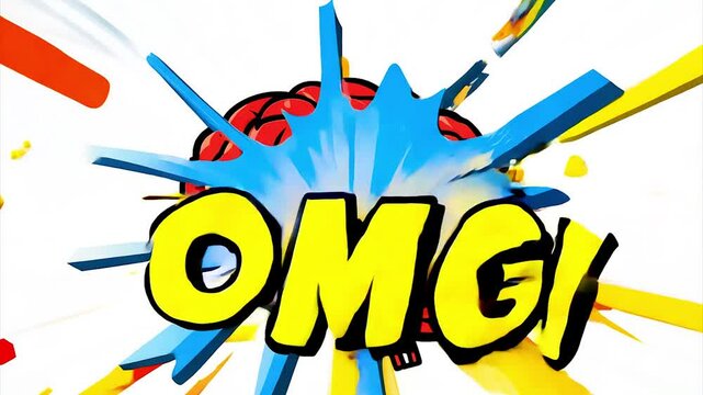 OMG text, my brain is exploding concept, cartoon comic style background.