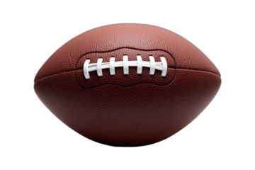 A high-resolution close-up shot of a football, showcasing its classic design and textured surface. Perfect for projects needing imagery of American football, sports equipment, or athleticism.  