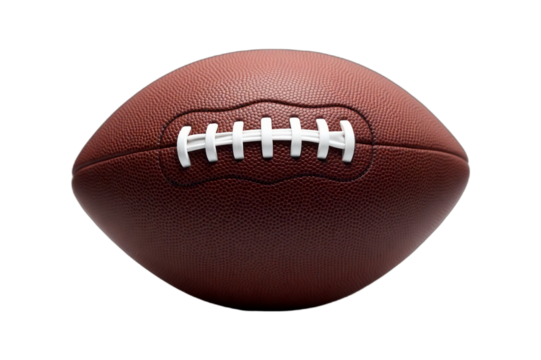 A high-resolution close-up shot of a football, showcasing its classic design and textured surface. Perfect for projects needing imagery of American football, sports equipment, or athleticism.  