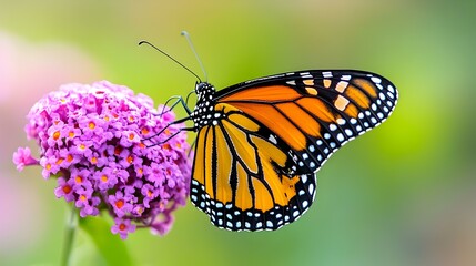 Obraz premium Monarch Butterfly Migration Faces Habitat Loss, A striking illustration of the challenges confronting monarch butterflies during their migration journey.