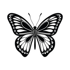 Elegant butterfly black silhouette vector, perfect for nature-inspired designs and creative art.