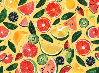 Colorful Fruits Pattern Illustration