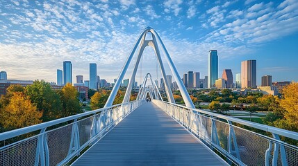 Fototapeta premium Stunning Steel Bridge Spanning Majestic Cityscape at Sunset