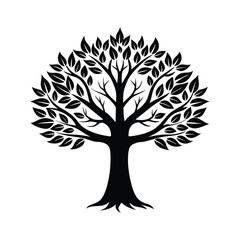 Obraz premium Elegant black silhouette vector of a tree, perfect for minimalist designs and nature-themed art.