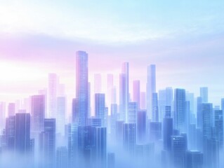 Urban Skyline with Modern Skyscrapers Under Clear Blue Sky, Capturing the Essence of City Life and Architectural Grandeur in a Dynamic Metropolitan Landscape