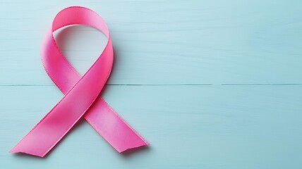 Pink ribbon forming a bridge, symbolizing connection and support for breast cancer survivors