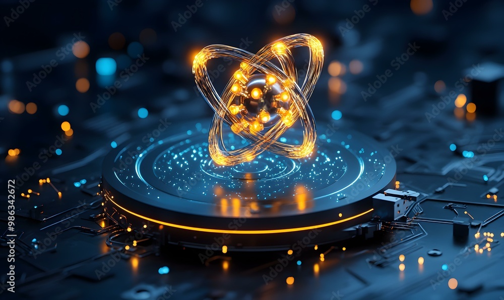 Poster subatomic particle collision in accelerator, dynamic interaction of particles, energy release, scien