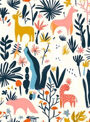 Colorful Animals and Plants Illustration