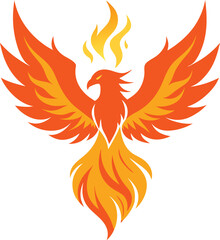 Naklejka premium A phoenix rising from flames against a whit background