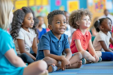 Fototapeta premium Smiling Children in Classroom Setting
