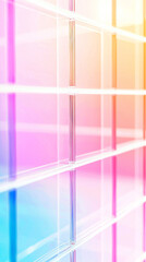 Abstract acrylic shelves with a rainbow gradient.