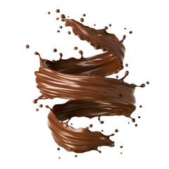Hot chocolate splash in spiral shape with clipping path,3d rendering.
