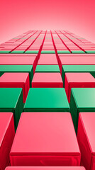 Abstract background of red and green cubes