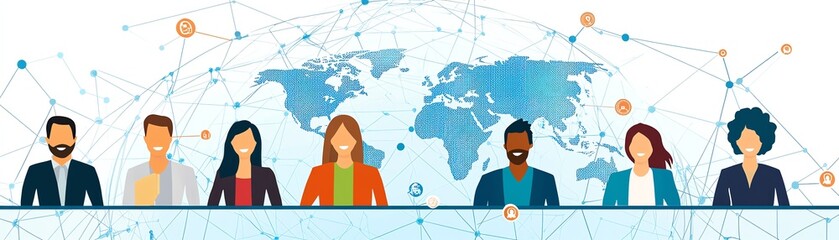Diverse teamwork, global connection, white background