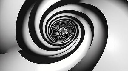 Abstract black and white spiral design, suitable for backgrounds or artistic projects. Optical Illusion. Illustration