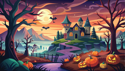 halloween background with castle