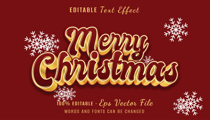 merry christmas 3d text effect design with snow element