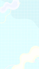 16:9 レトロ方眼紙ウェーブ模様の水色壁紙⭐︎