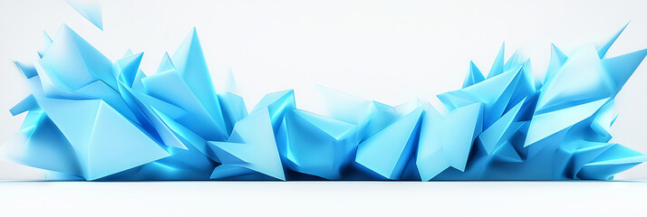Abstract blue geometric shapes on white background.