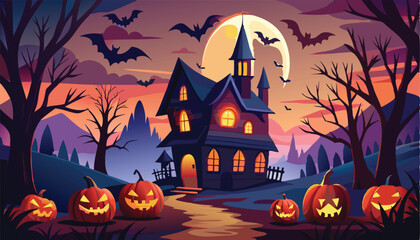 halloween background with castle