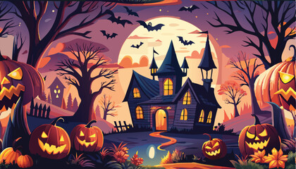 halloween background with castle