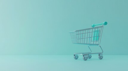 Fototapeta premium Green Cart on Cool Mint Background