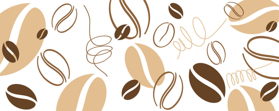 Abstract coffee bean theme banner template line design.