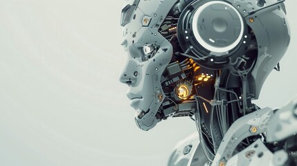 Sleek and modern AI robot demonstrating intelligent automation and advanced AI capabilities in smart factory and industrial applications.

